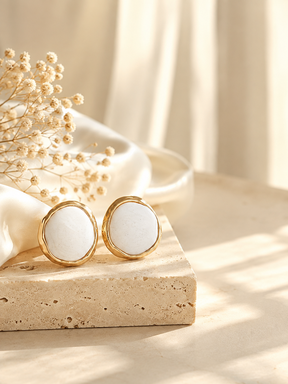 LUMI Aurora White Stone Stud