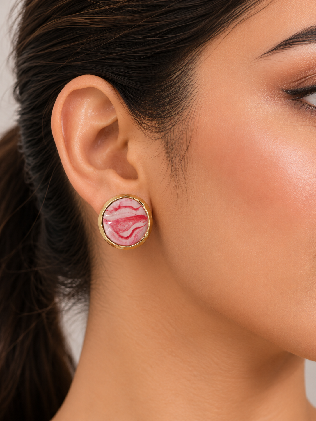 LUMI Rosé Marble Studs