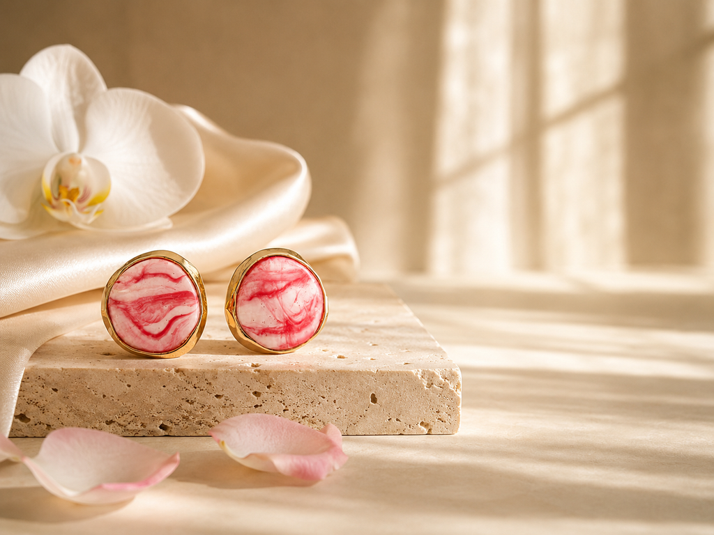 LUMI Rosé Marble Studs