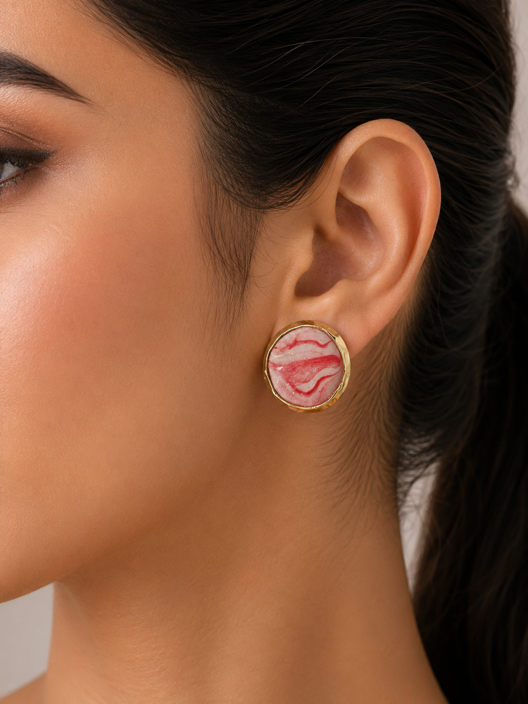 LUMI Rosé Marble Studs